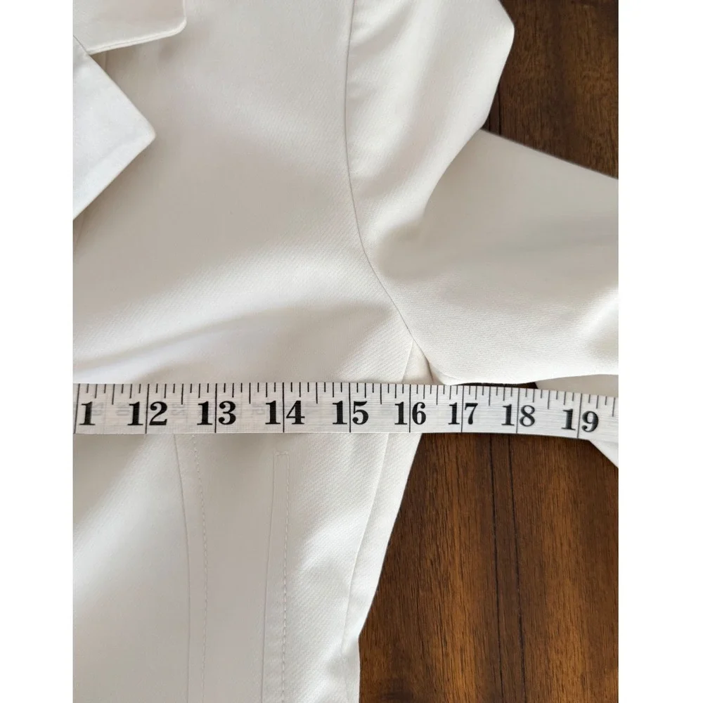 Zara Womens Cream White‎ Satin Lapel Tailored Single Button Blazer XS